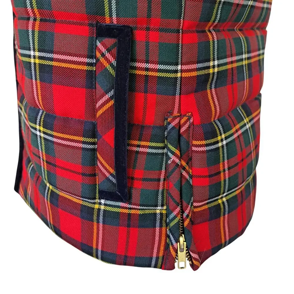 J.Crew Tartan Mountain Quilted Puffer Vest Size XS Red Green Navy Preppy Holiday